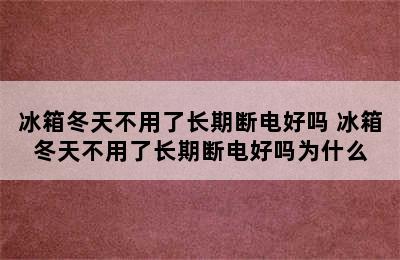 冰箱冬天不用了长期断电好吗 冰箱冬天不用了长期断电好吗为什么